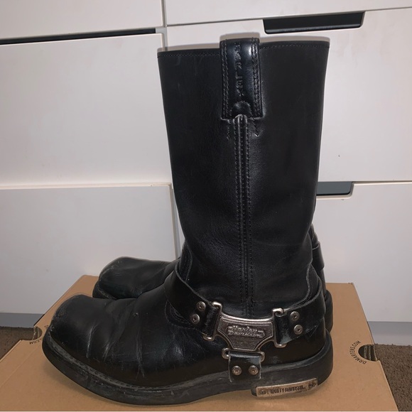 VINTAGE HARLEY DAVIDSON LEATHER MOTORCYCLE RIDER BOOTS (US10/UK9) - Picture 5 of 11